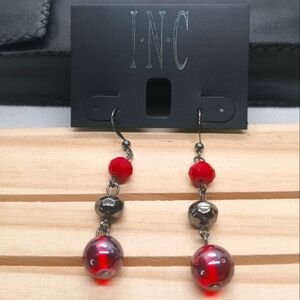 INC Red and Black Beaded Earrings